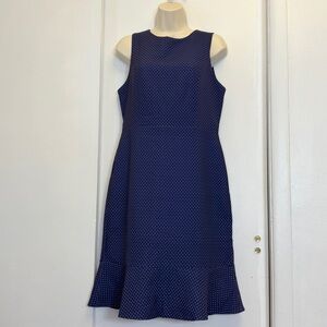J. Crew Women’s Size 6 Navy White Polka Dot‎ Midi Dress Sleeveless